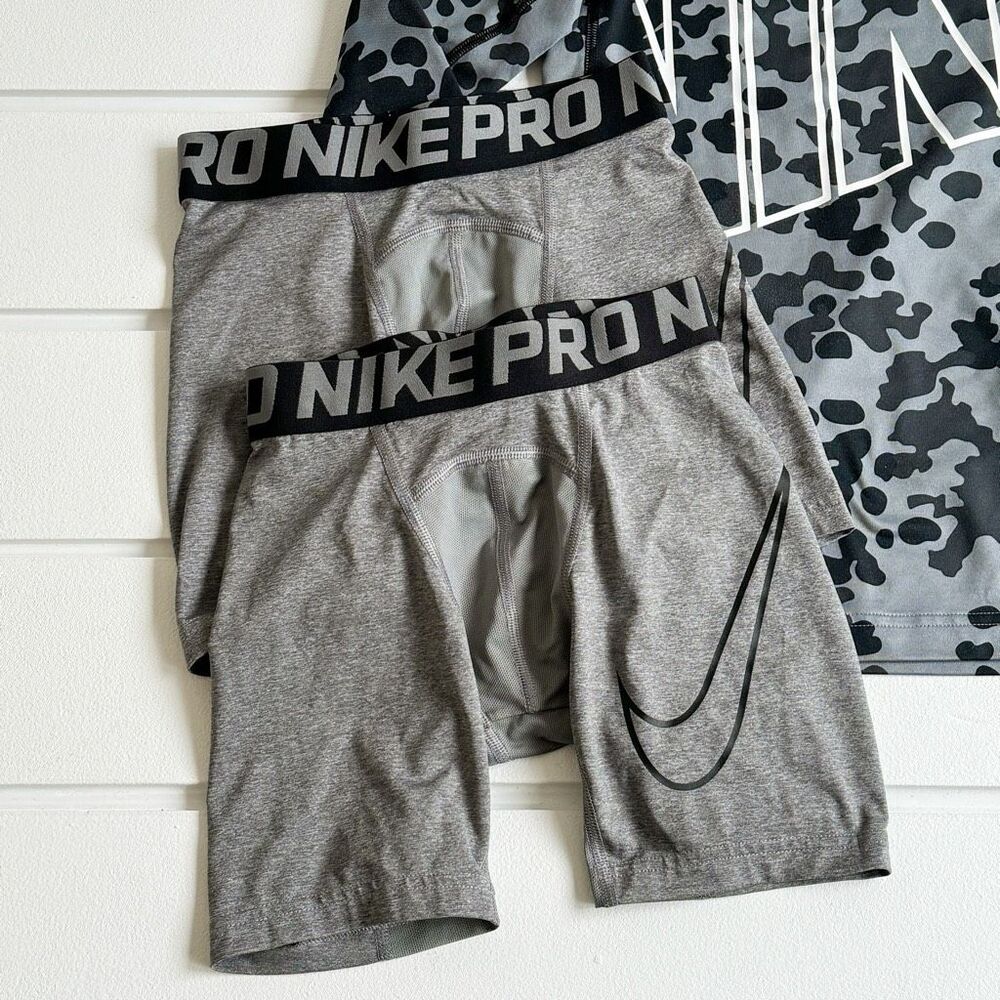 Nike Pro Boys Dri Fit Compression Shorts & Long Sleeve Top Lot Size Medium - Picture 5 of 13